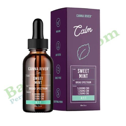 Canna River Broad Spectrum Calm Tincture 7500mg CBD oil dropper bottle THC free hemp extract relaxation support