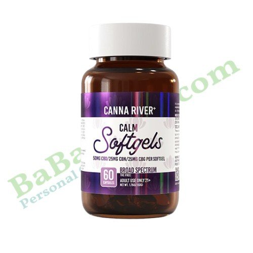 Canna River CBD Calm Softgels Broad Spectrum 60 Count bottle hemp CBD capsules