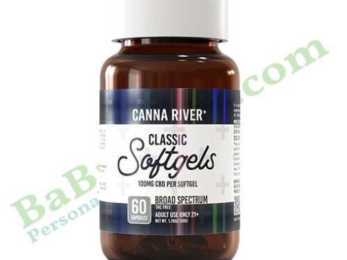 Canna River CBD Classic Softgels Broad Spectrum 60 Count hemp CBD capsules bottle packaging