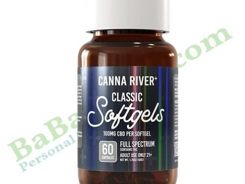 Canna River CBD Classic Softgels Full Spectrum 60 Count hemp CBD capsules bottle packaging