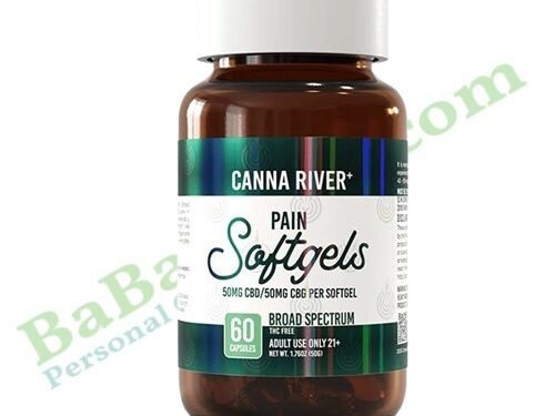 Canna River CBD Pain Softgels Broad Spectrum 60 Count hemp CBD capsules bottle packaging