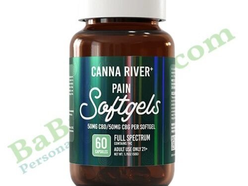 Canna River CBD Pain Softgels Full Spectrum 60 Count hemp CBD capsules bottle packaging