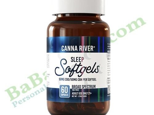 Canna River CBD Sleep Softgels Broad Spectrum 60 Count hemp CBD capsules bottle packaging
